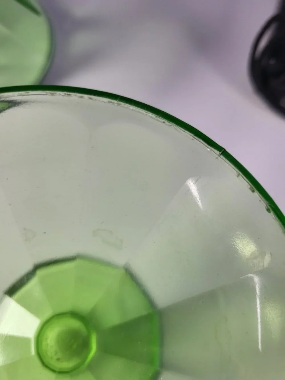 2 Vintage Federal Glass Sherbet Dish Uranium Green Depression 1920's ice cream